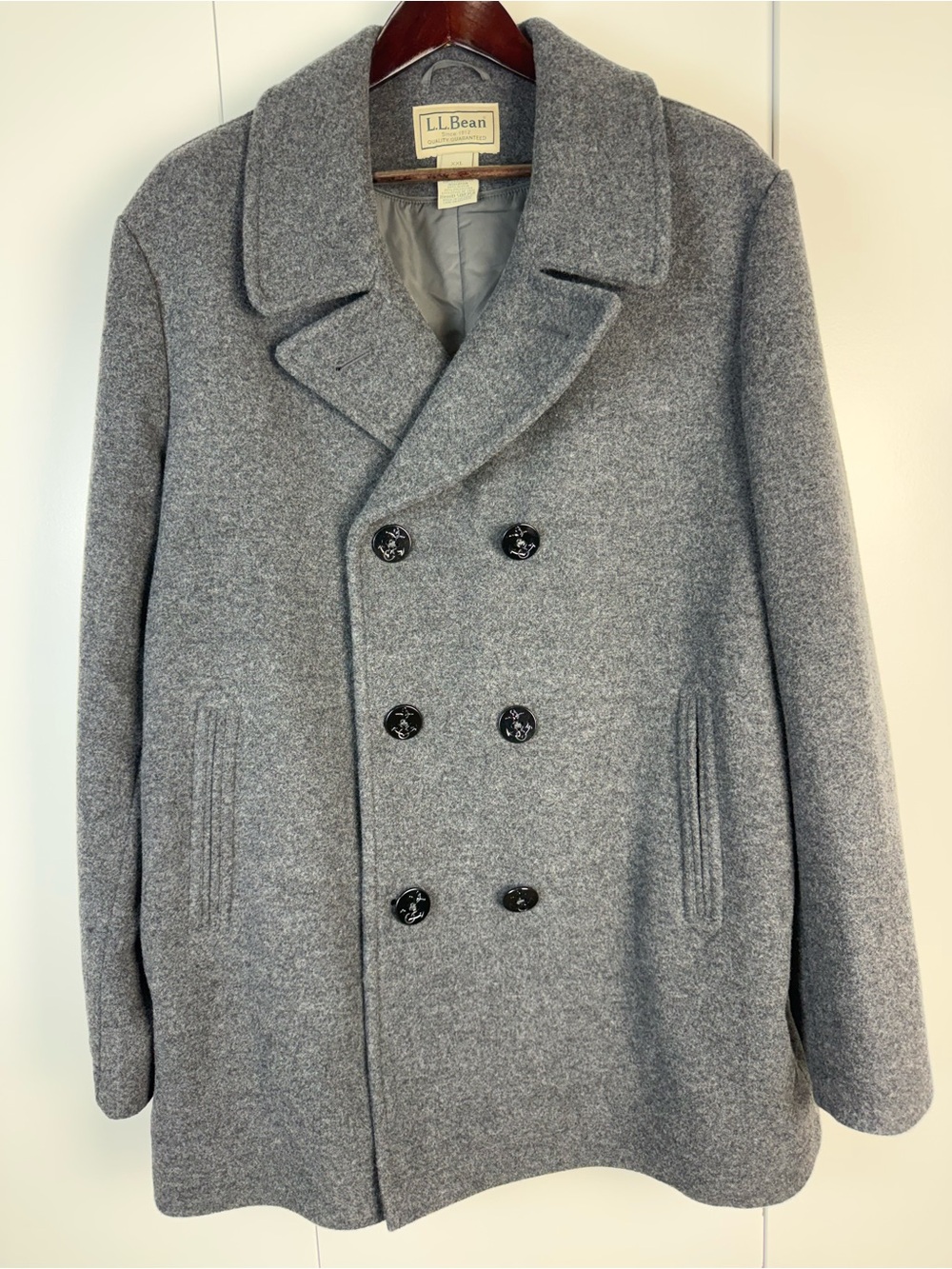 L.L. Bean Men's Charcoal Gray Wool Peacoat size xxl